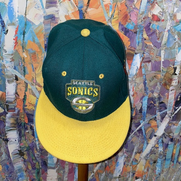 TISA Other - NBA Seattle Supersonics TISA Green Yellow Snapback Hat